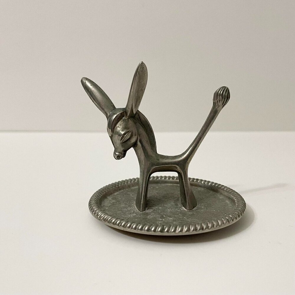 Vintage Seba Mule Donkey Metal Ring Holder Silver Plated Made In England ZBA